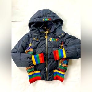 COOGI Rainbow Puffer Bomber Convertible Hooded Jacket Vest Combo